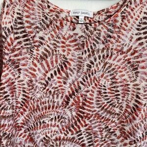 Emily Daniel orange, brown, lavender red Multicolor Abstract Patterned Blouse